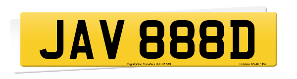 Registration number JAV 888D